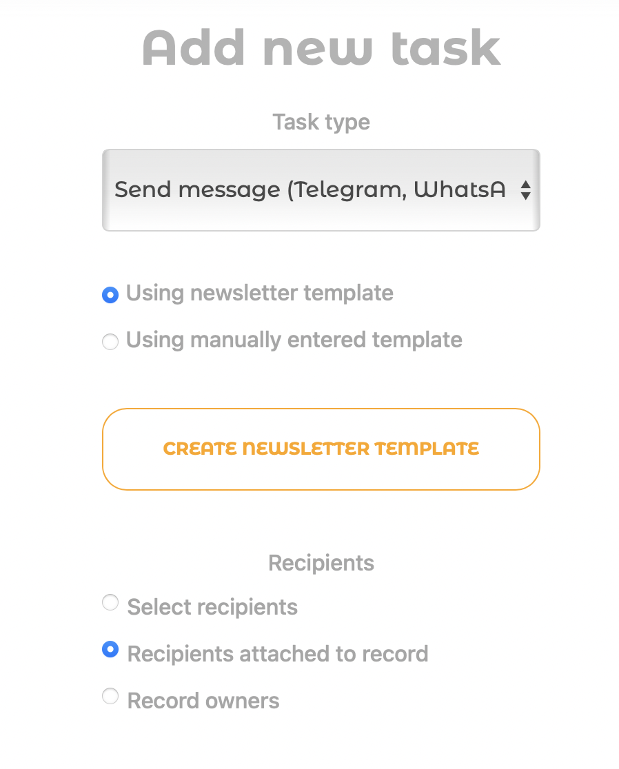 Creating a task to send a Telegram message