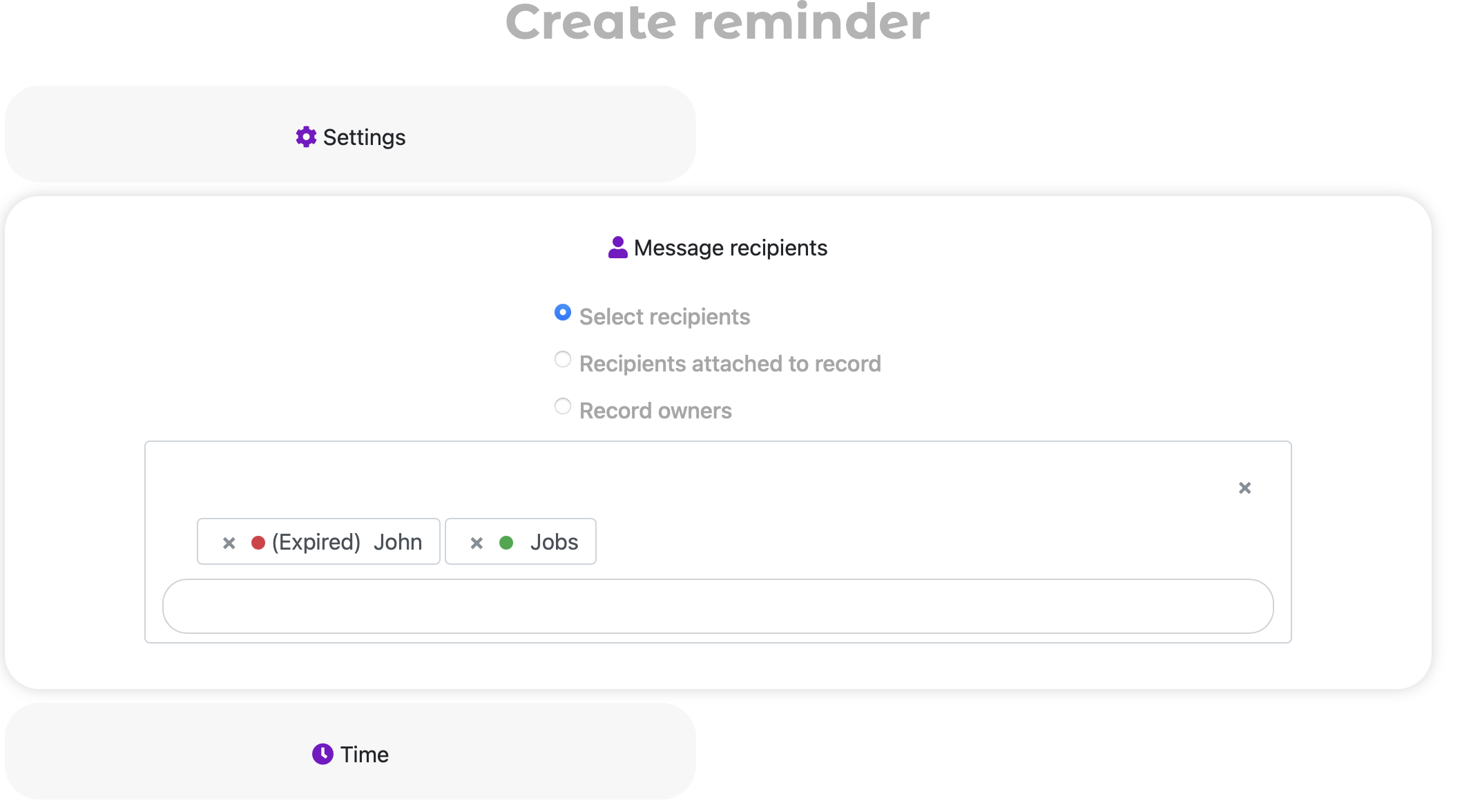 Selecting reminder recipients