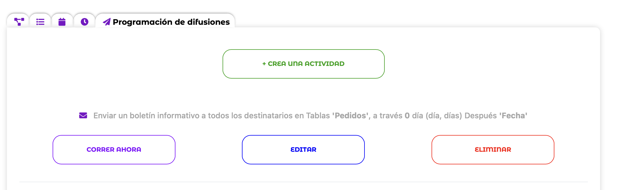Programación de broadcasts en Automatizaciones