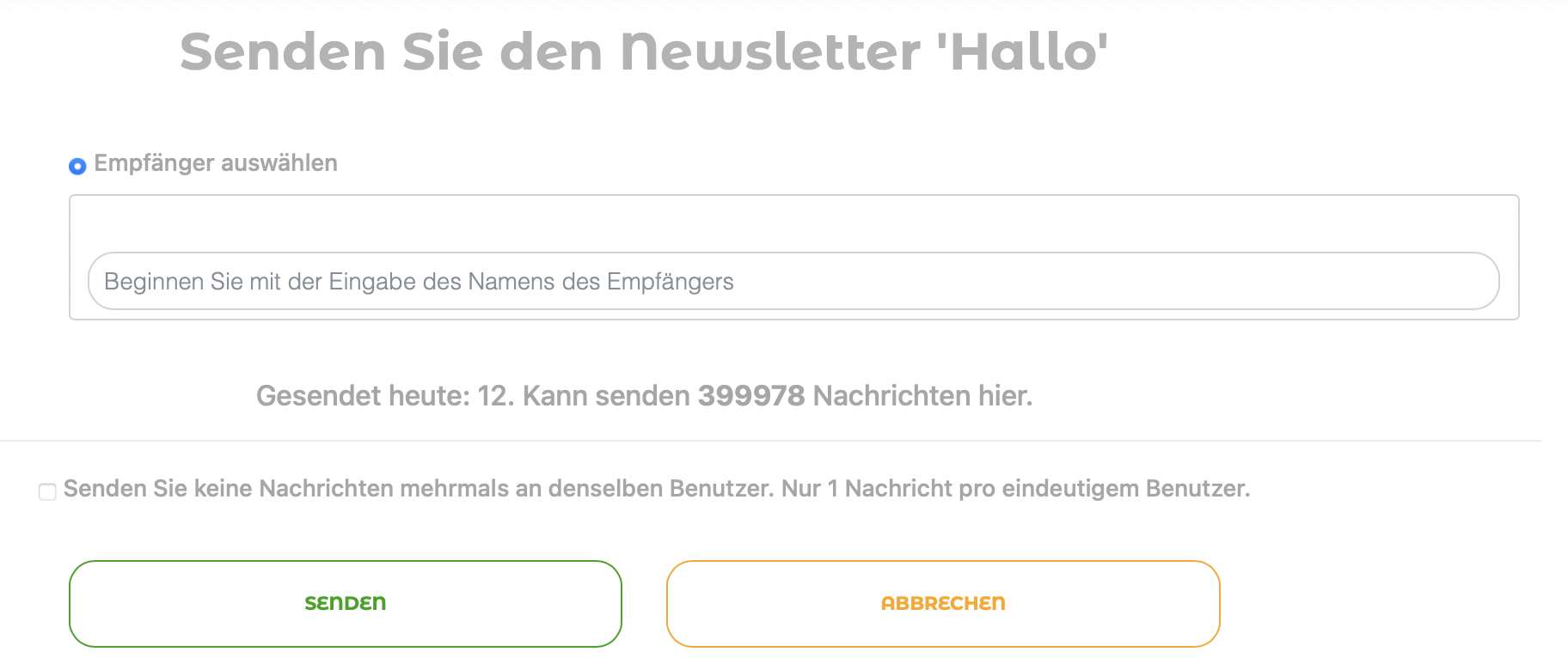Senden einer Telegram-Sendung von einer Vorlage aus