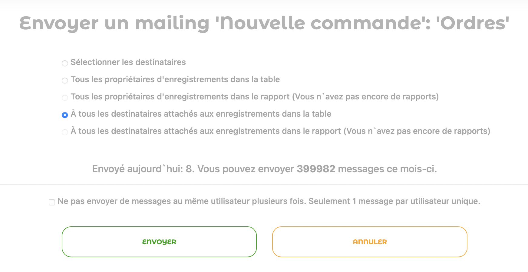 Envoyer une diffusion Telegram à partir d'un modèle