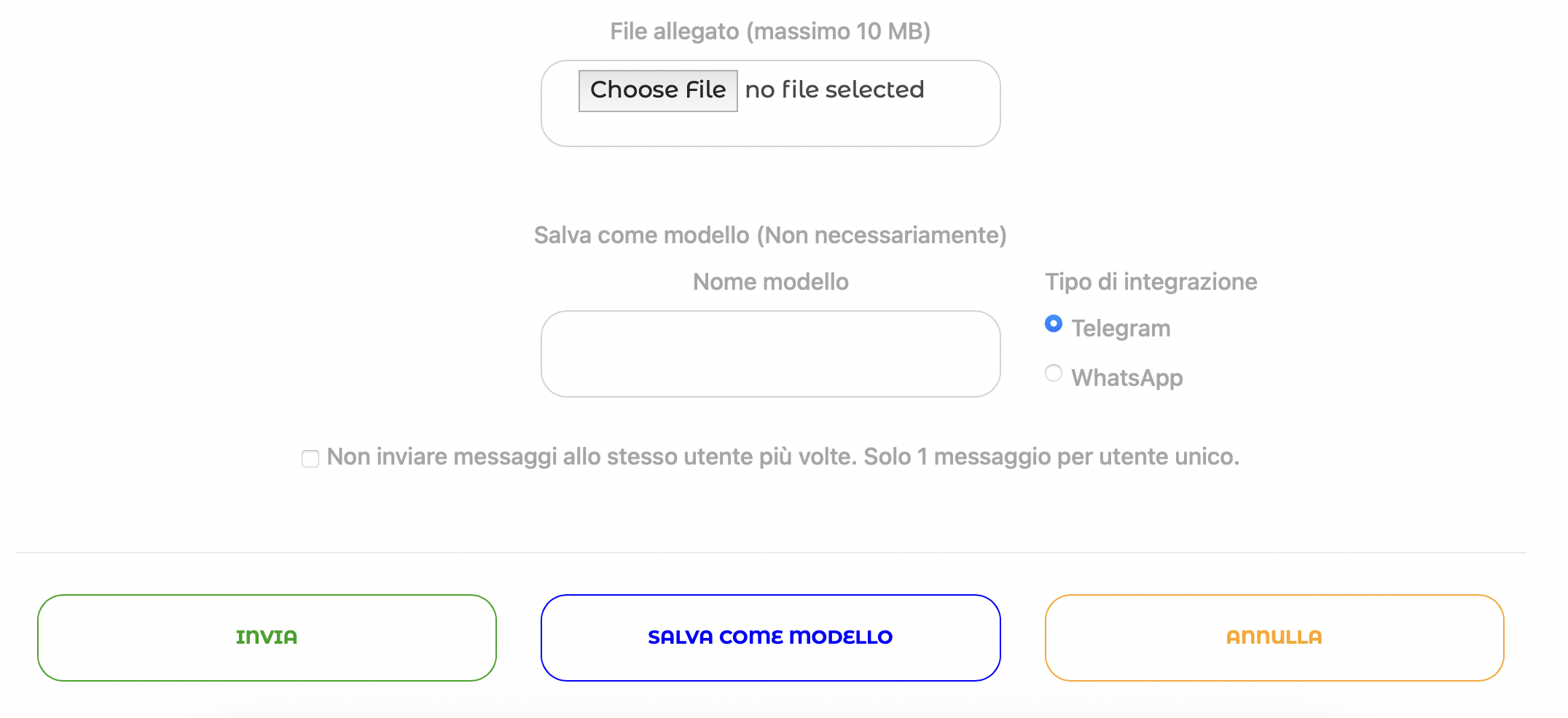 Allegare un file e creare un modello di messaggio