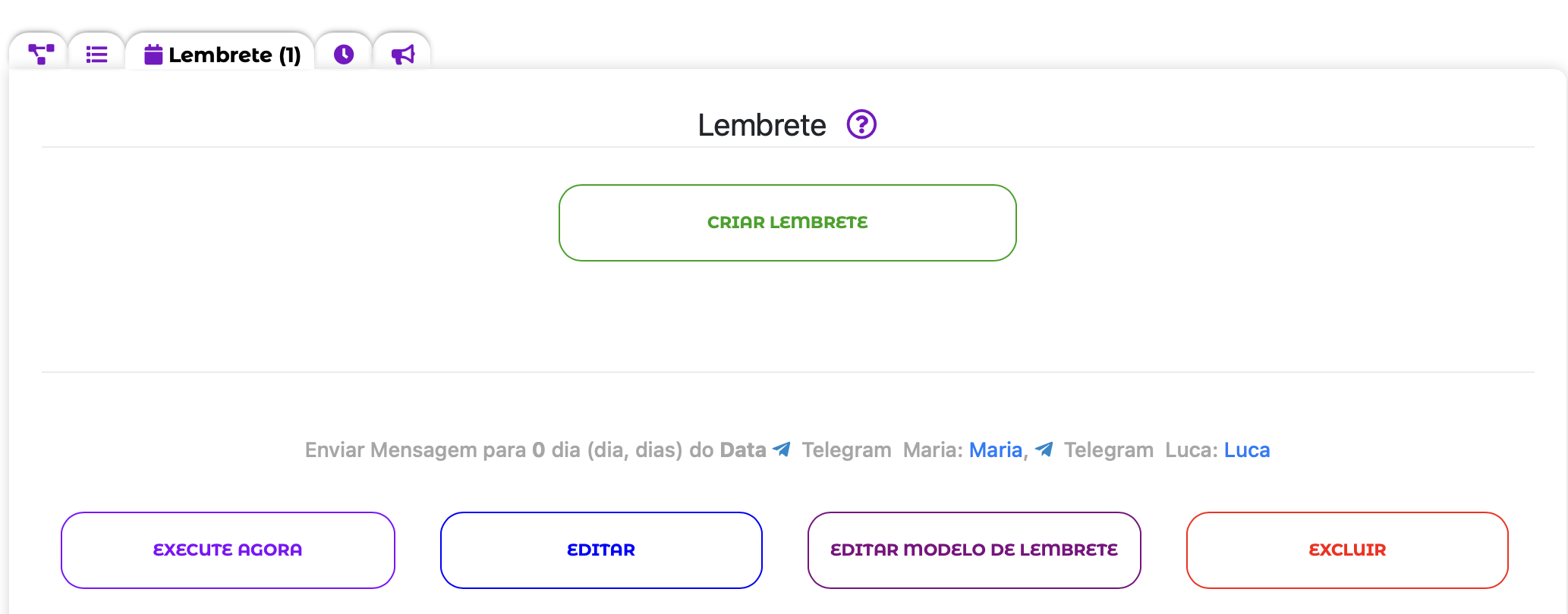Lembretes do Telegram