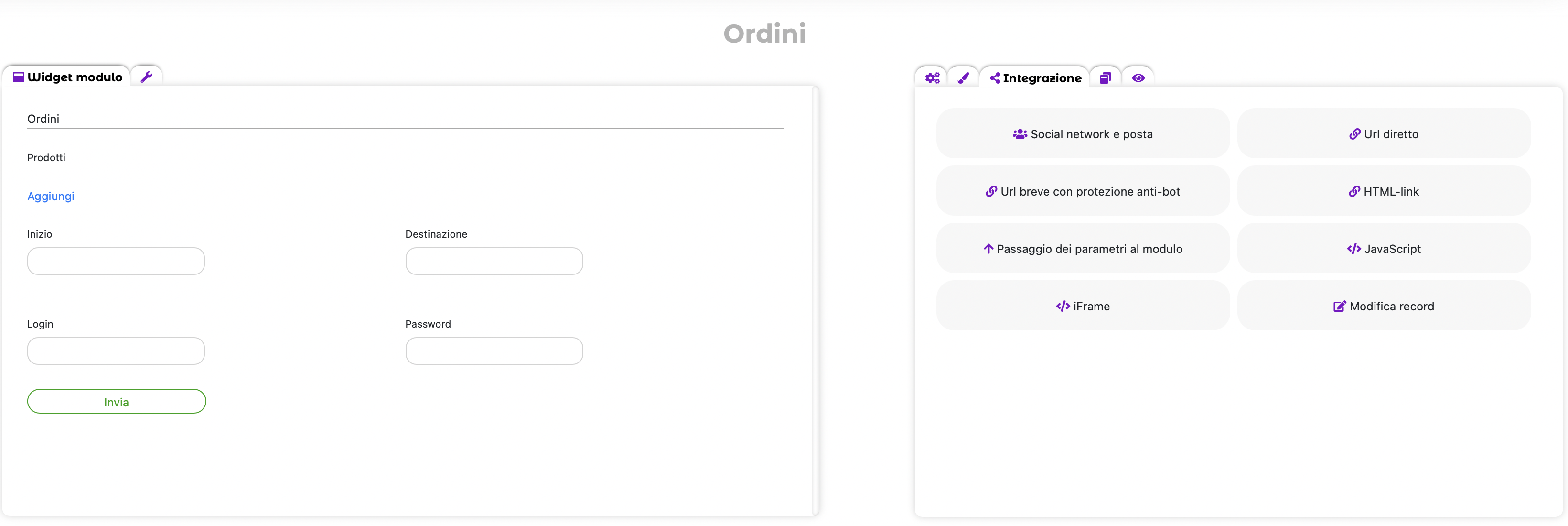 widget del modulo