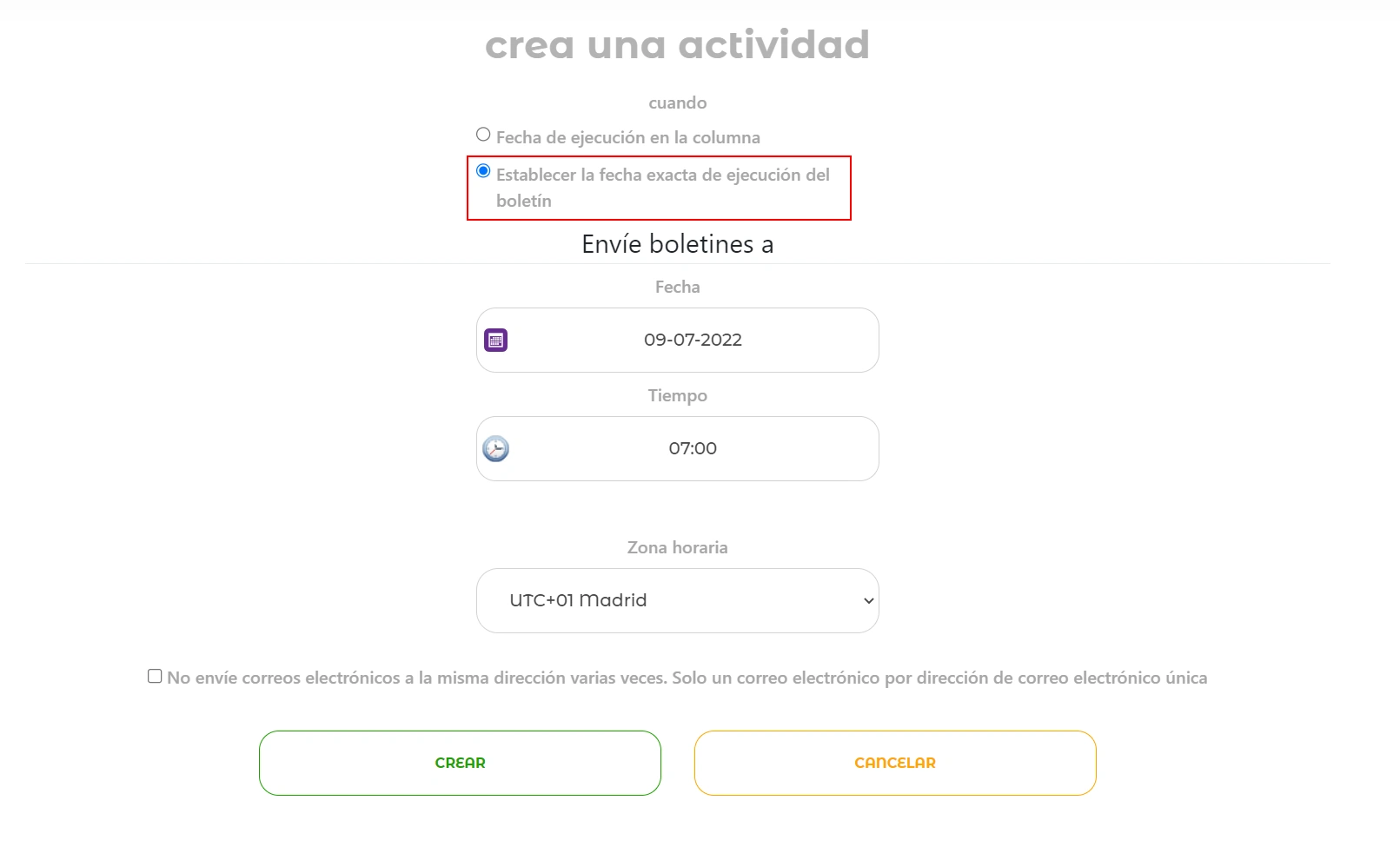 utilizando la automatización del boletín