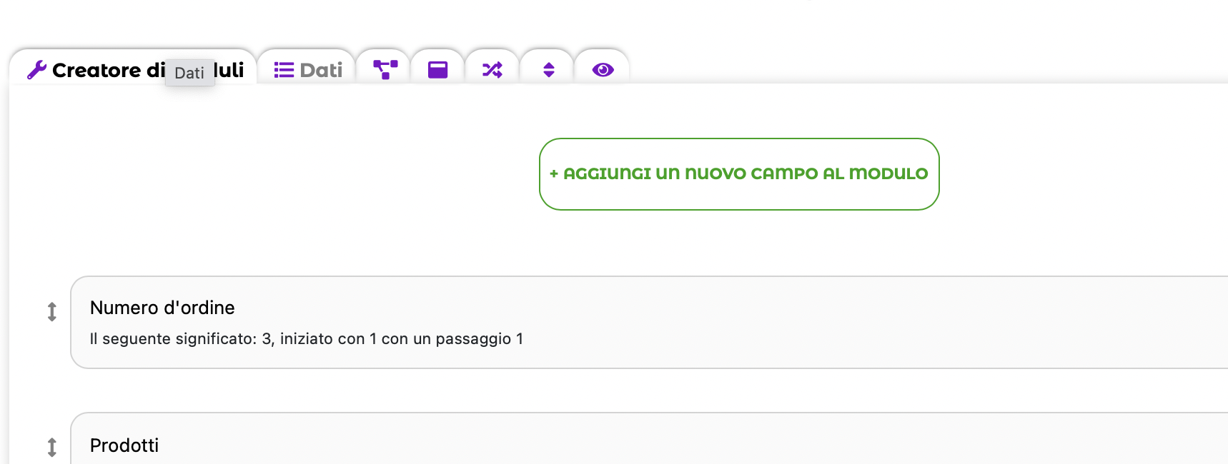 Il Form Builder con nuove schede