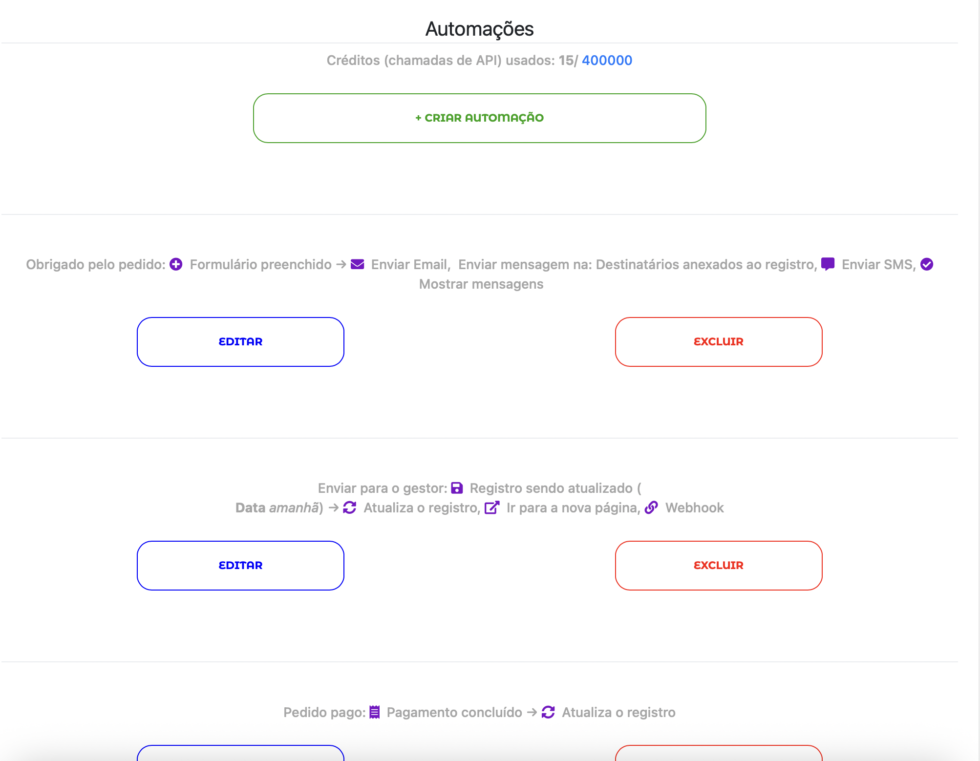 automações para envio de mensagens