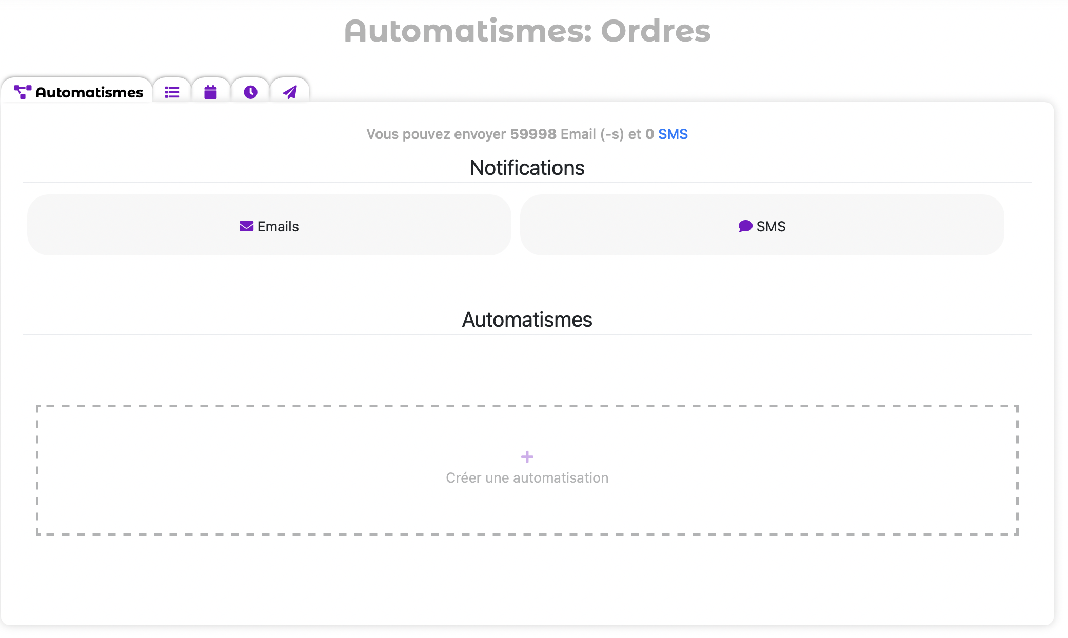 L'interface mise à jour du module Automatisations