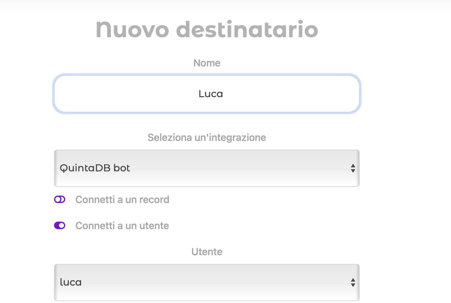 Collegare un utente QuintaDB a Telegram