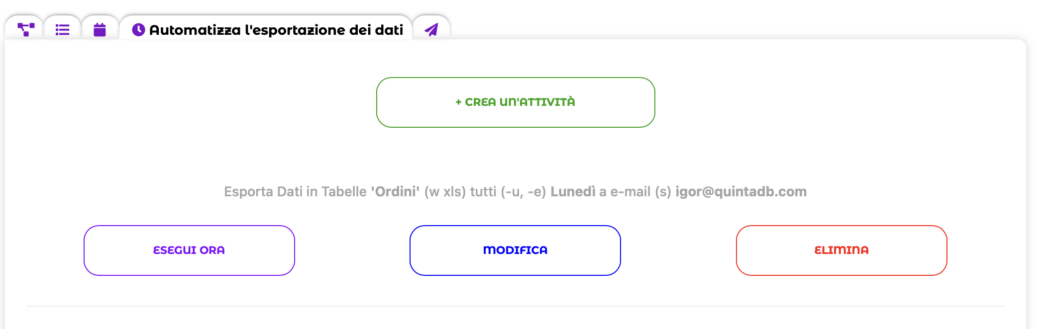 Pianificazione dell'esportazione dei dati in Automazioni