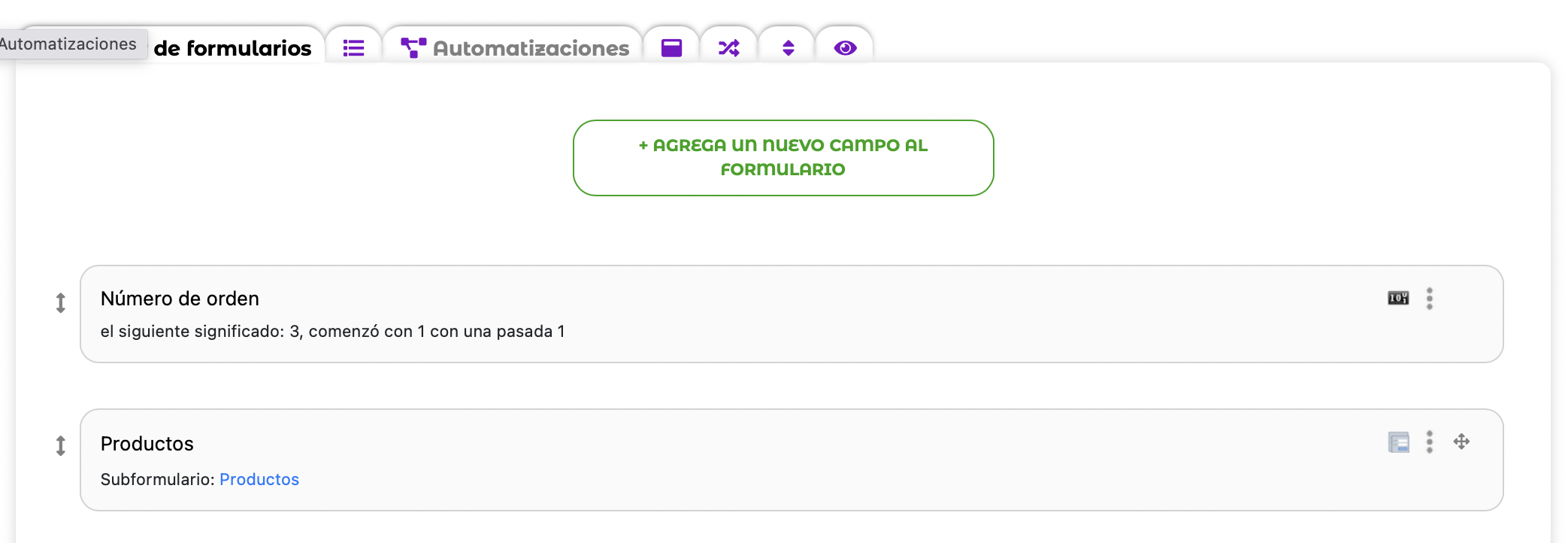 El Creador de Formularios con nuevas pestañas