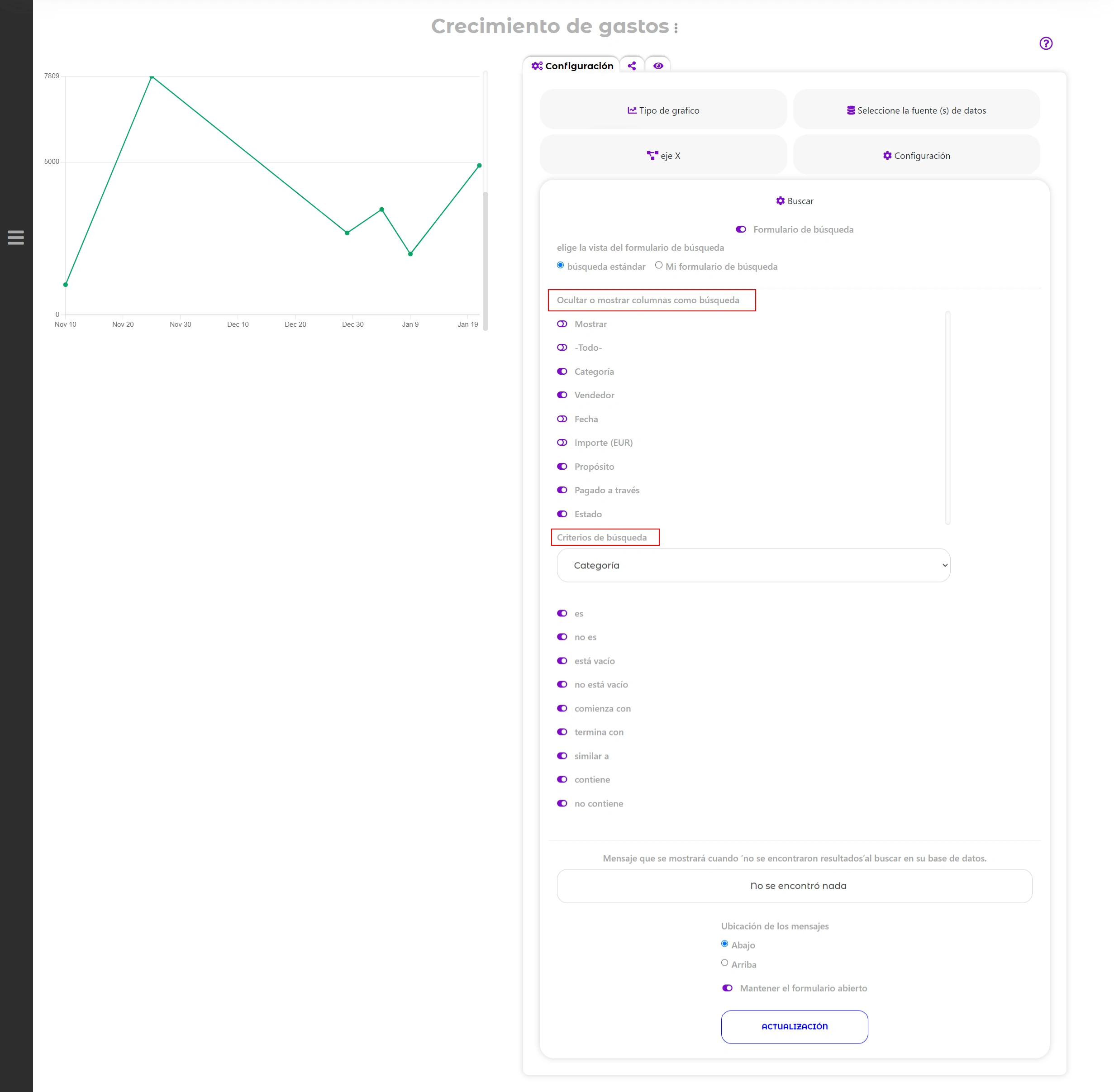 Configuración del formulario de búsqueda estándar