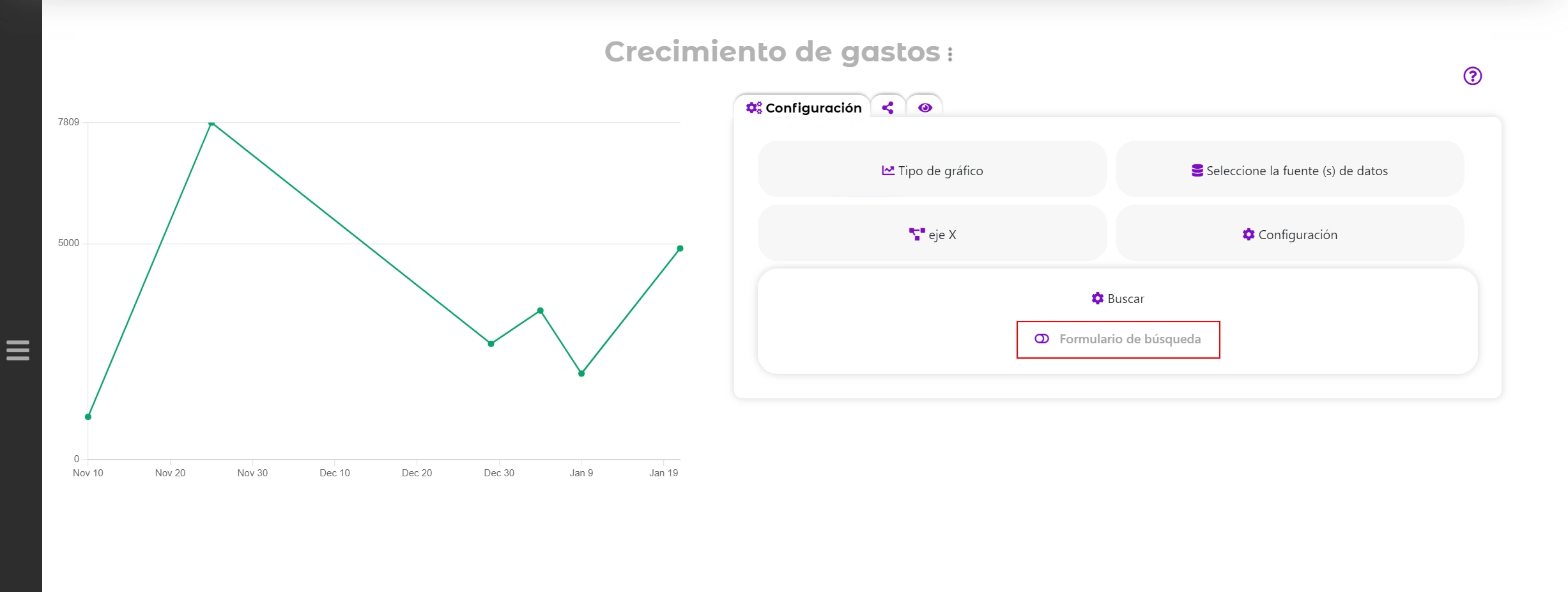 Formulario de búsqueda en el módulo "Gráfico"