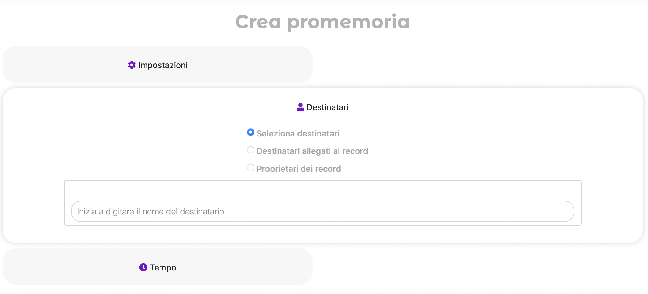 Selezione dei destinatari dei promemoria