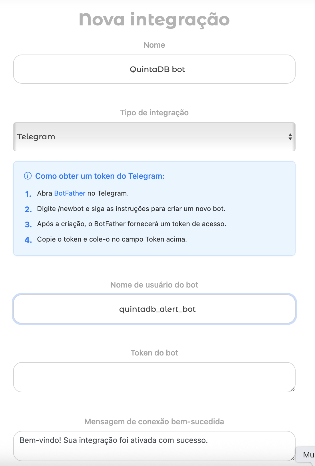 Criando uma integração com o Telegram