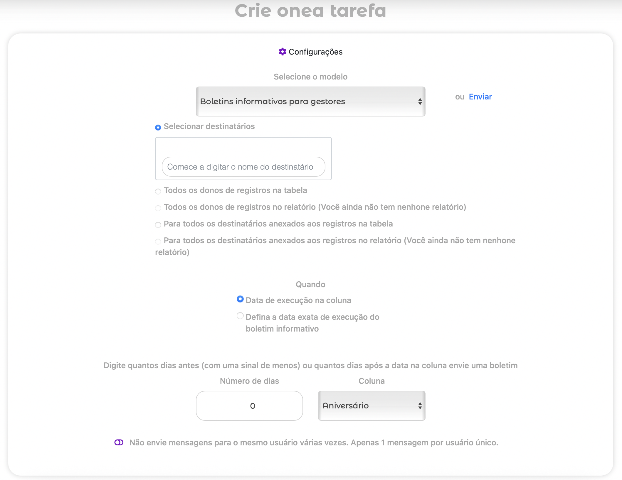 Criando uma tarefa de automação para transmissão do Telegram
