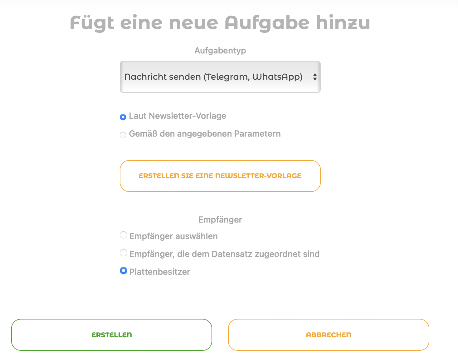 Erstellen einer Aufgabe zum Senden einer Telegram-Nachricht