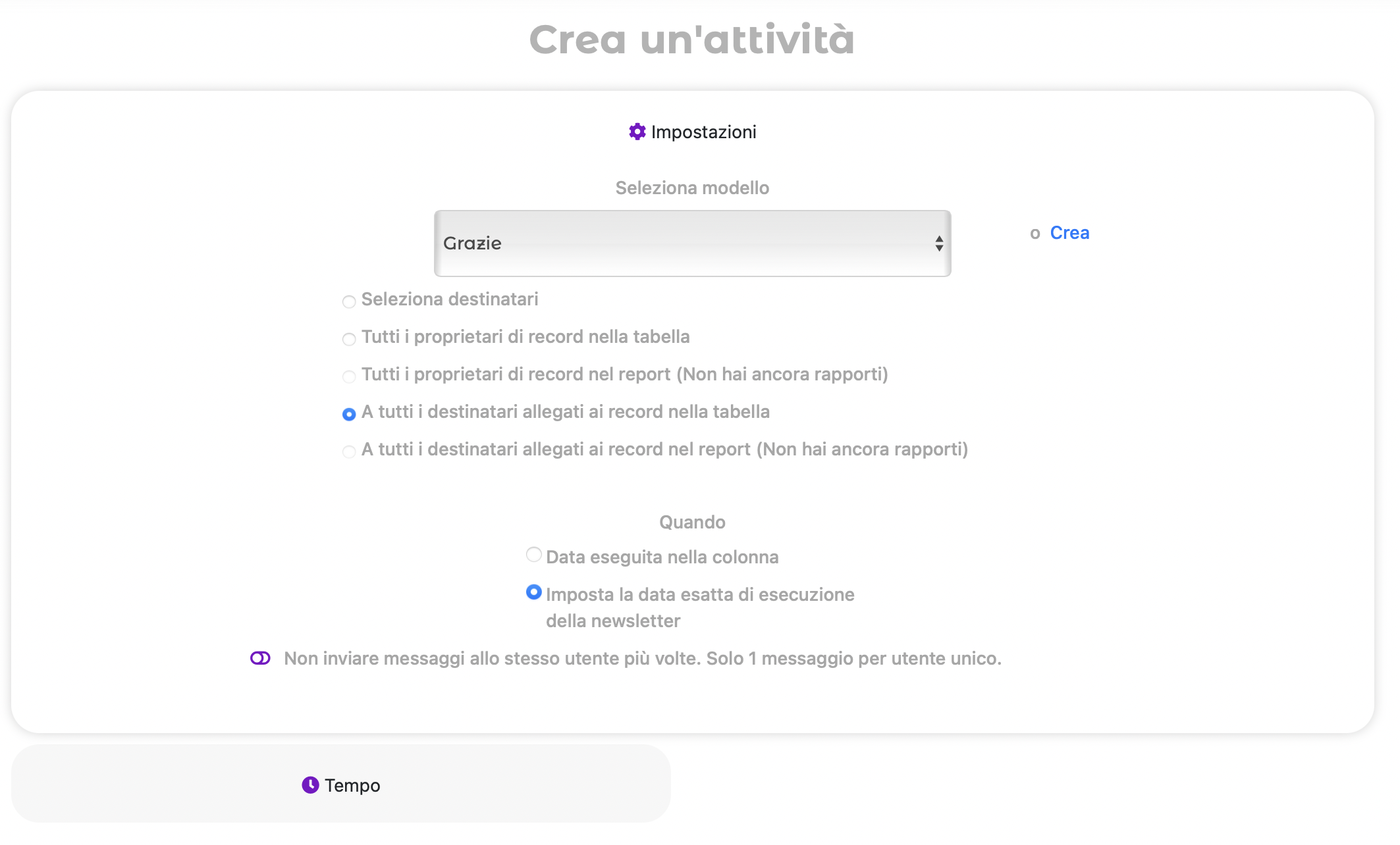 Invio in un momento specifico