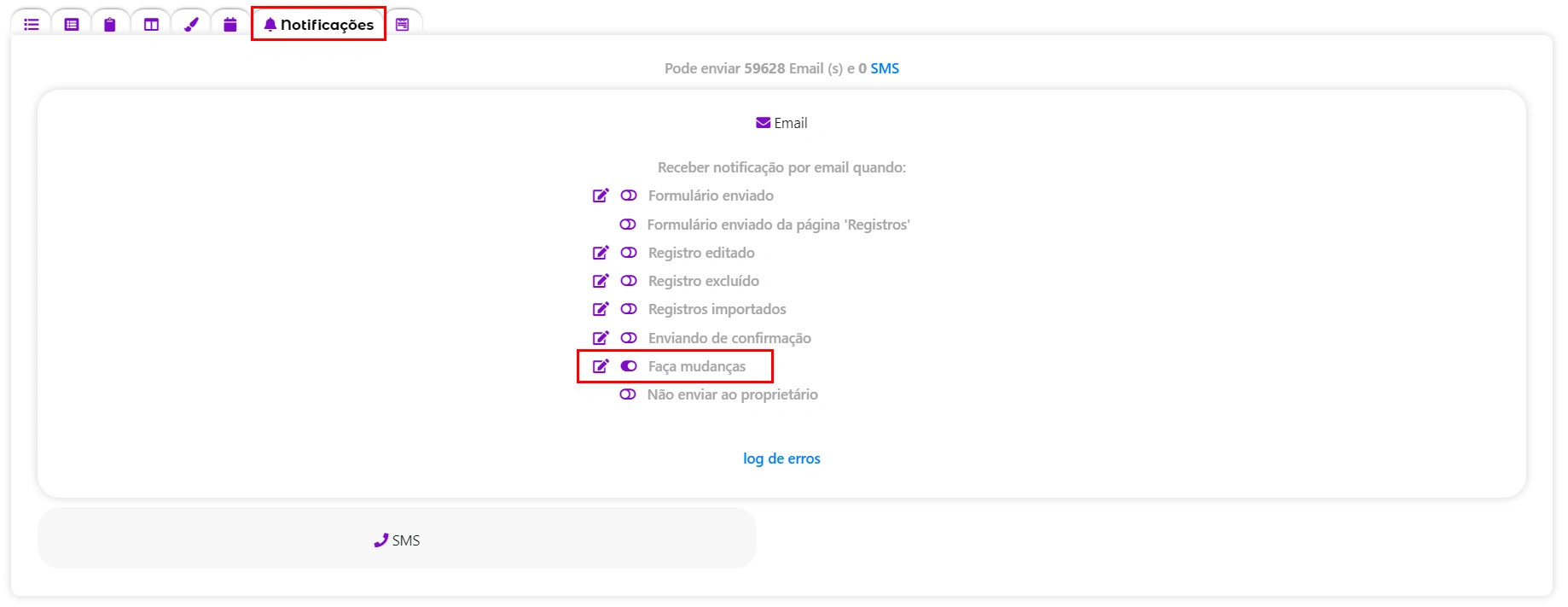 Edição por usuários de registros já adicionados