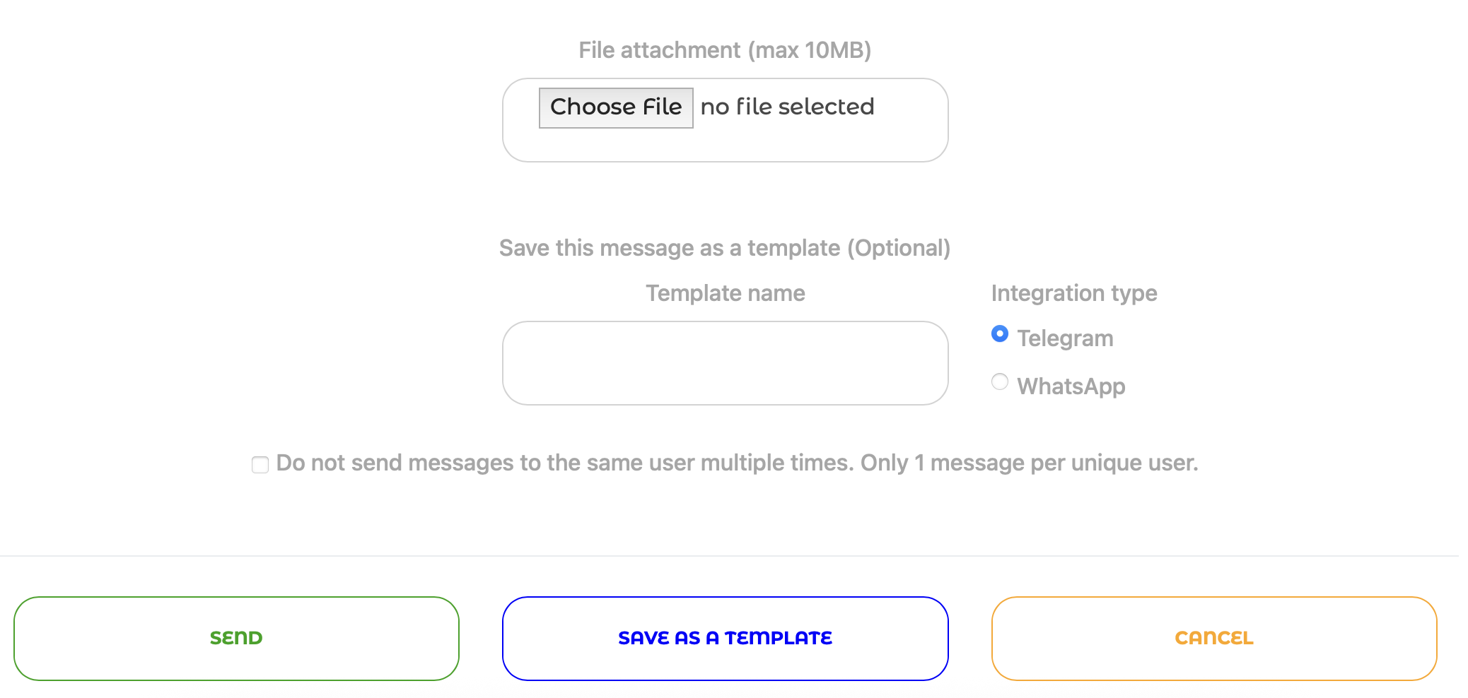 Attaching a file and creating a message template