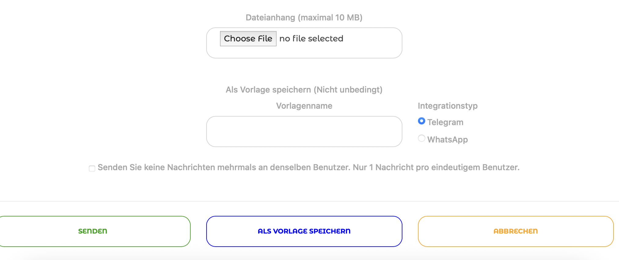 Eine Datei anhängen und eine Nachrichtenvorlage erstellen