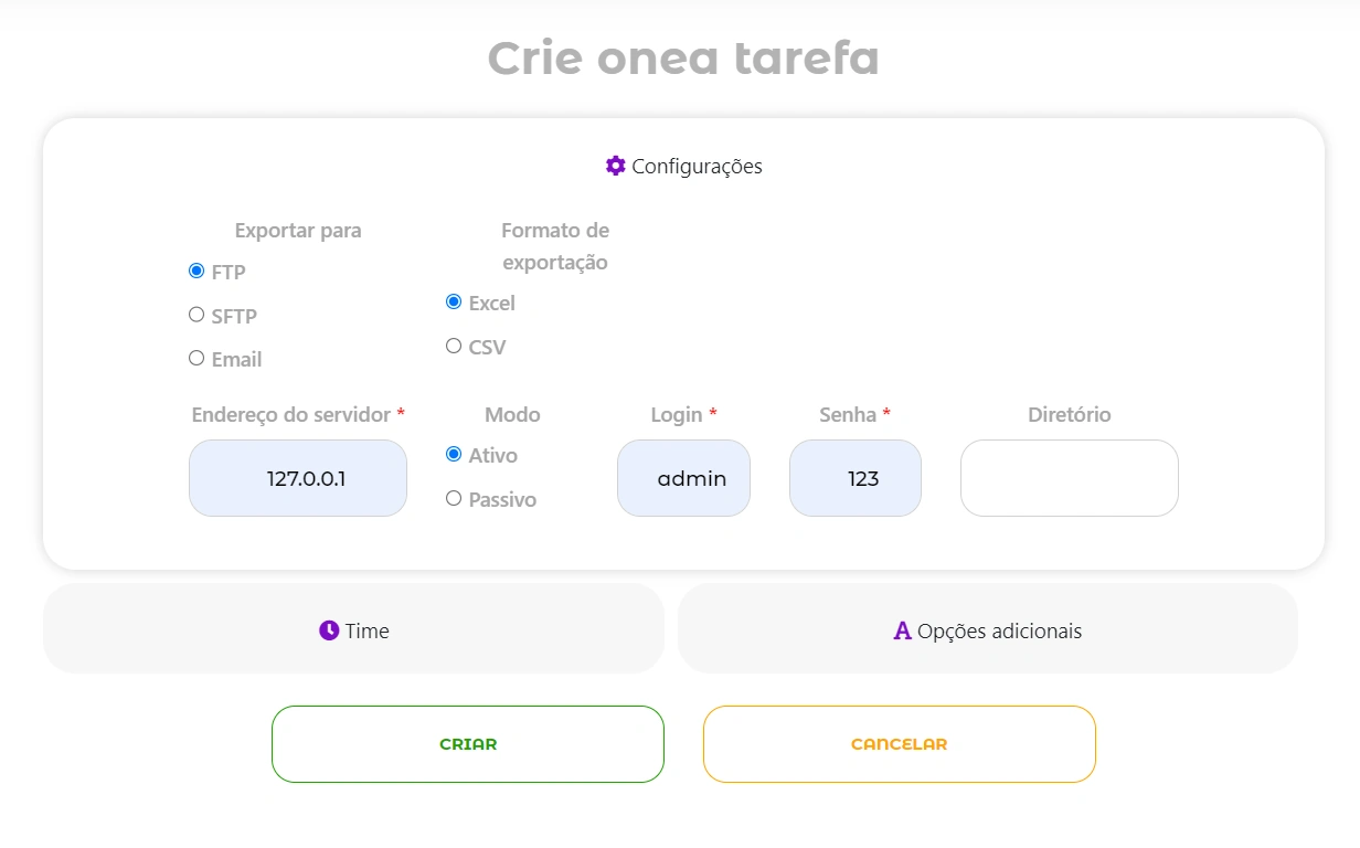 Exportação de dados