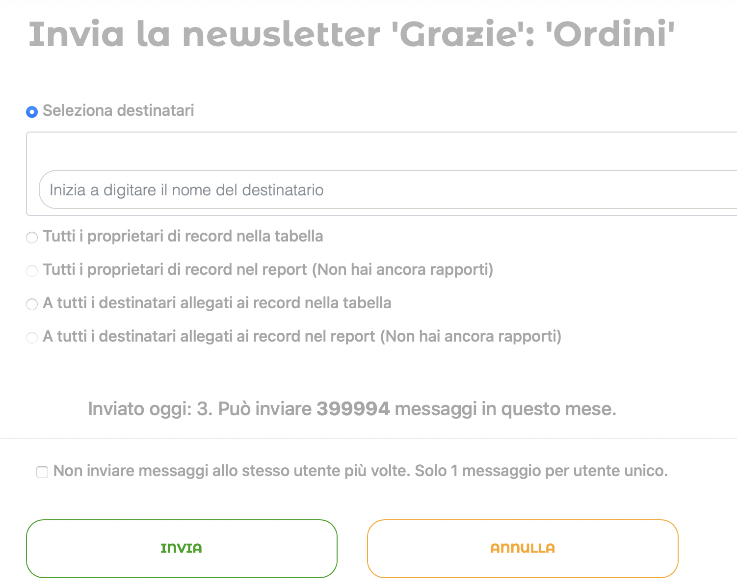 Invio di una broadcast Telegram da un modello