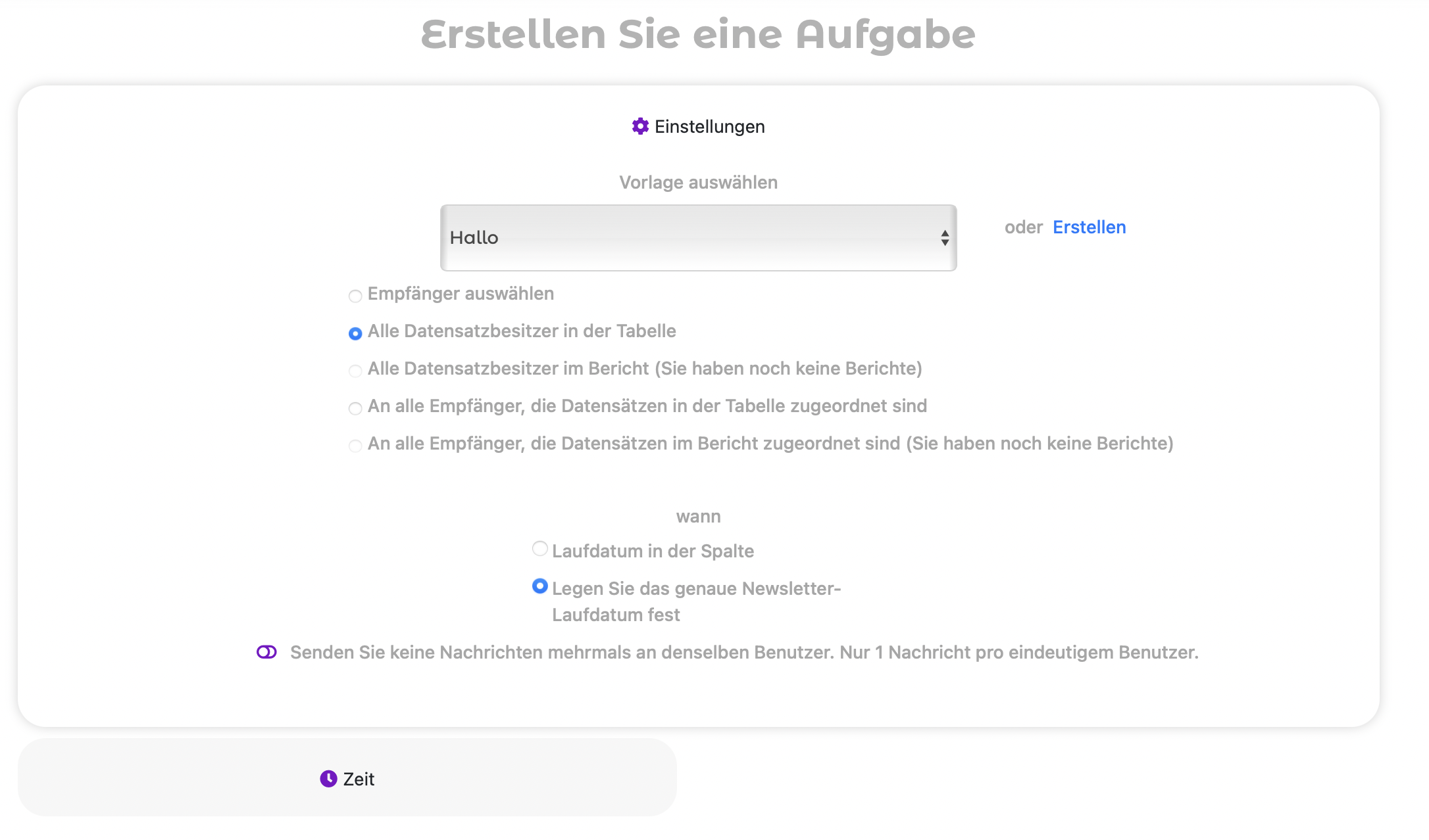 Senden zu einem bestimmten Zeitpunkt