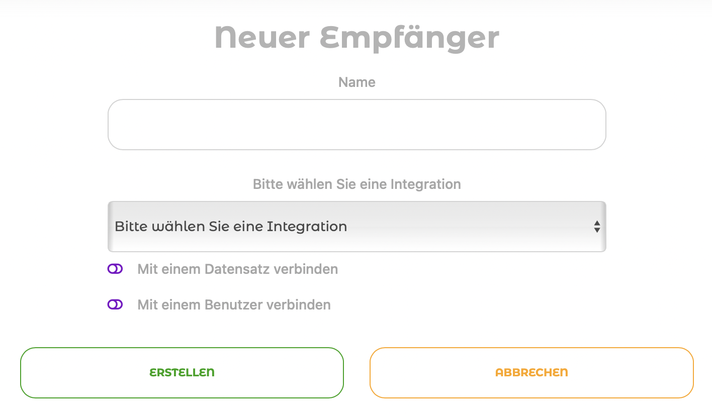 Formular zum Hinzufügen eines neuen Nachrichtenempfängers