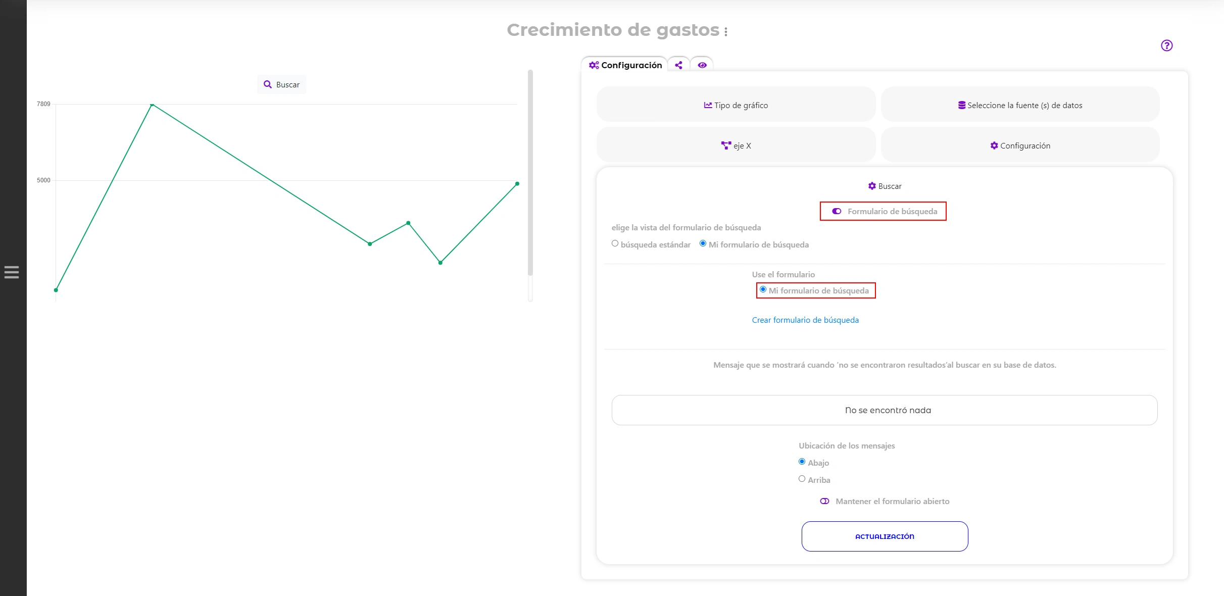 Formulario de búsqueda personalizado en el Gráfico