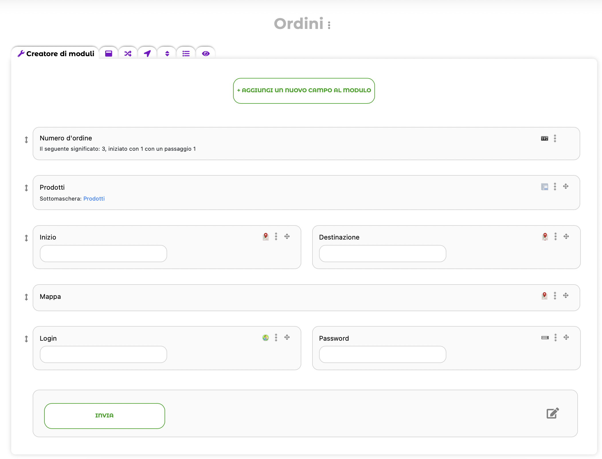 Modulo per gli ordini