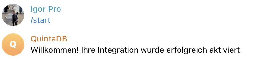 Integration aktiviert