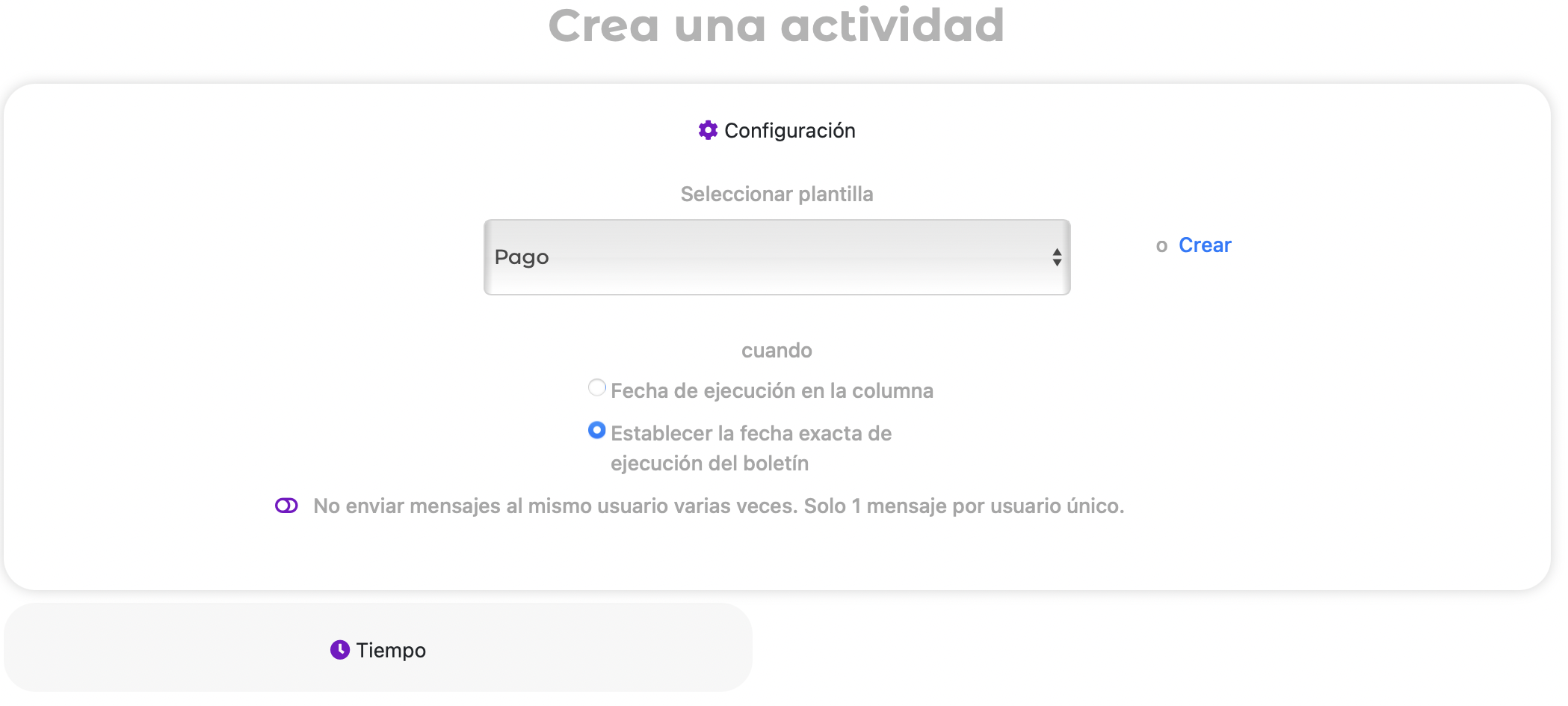 Envío en un momento específico