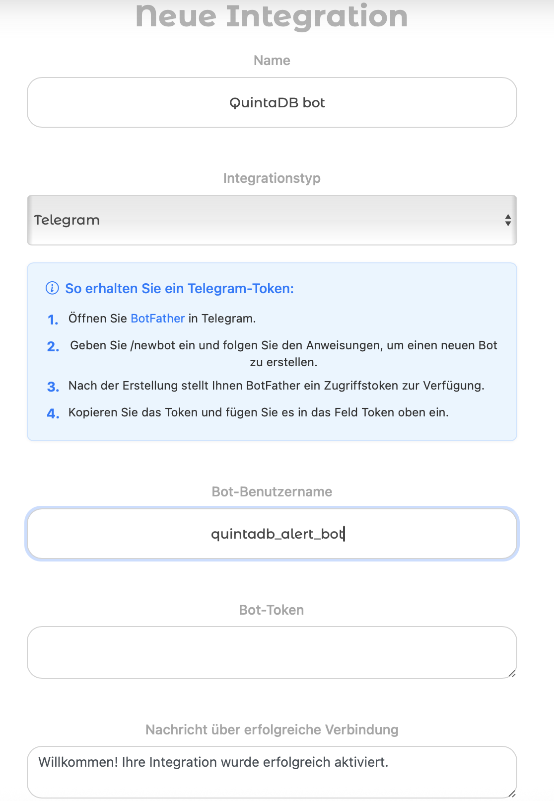 Erstellen einer Integration mit Telegram