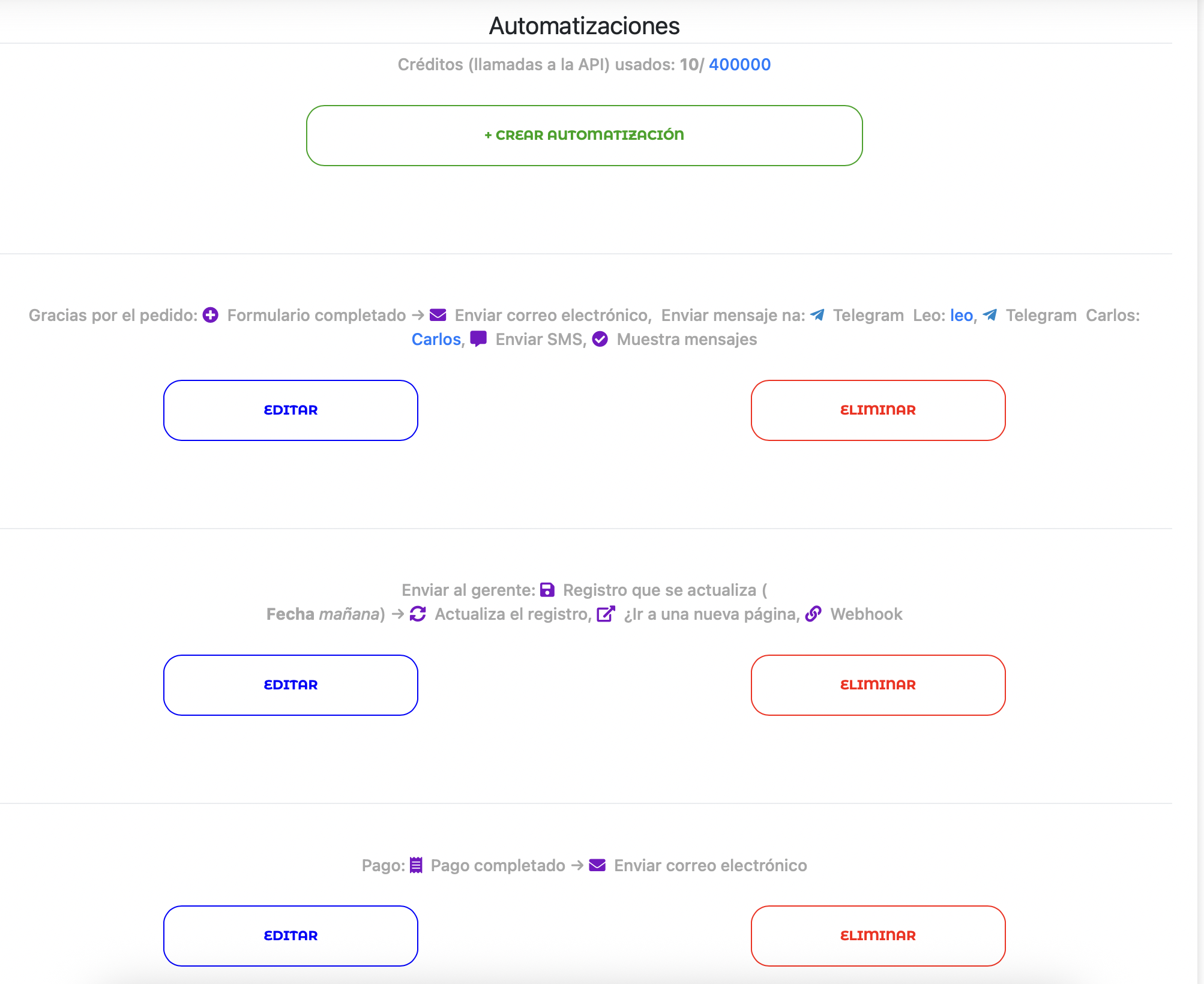 automatizaciones para enviar mensajes