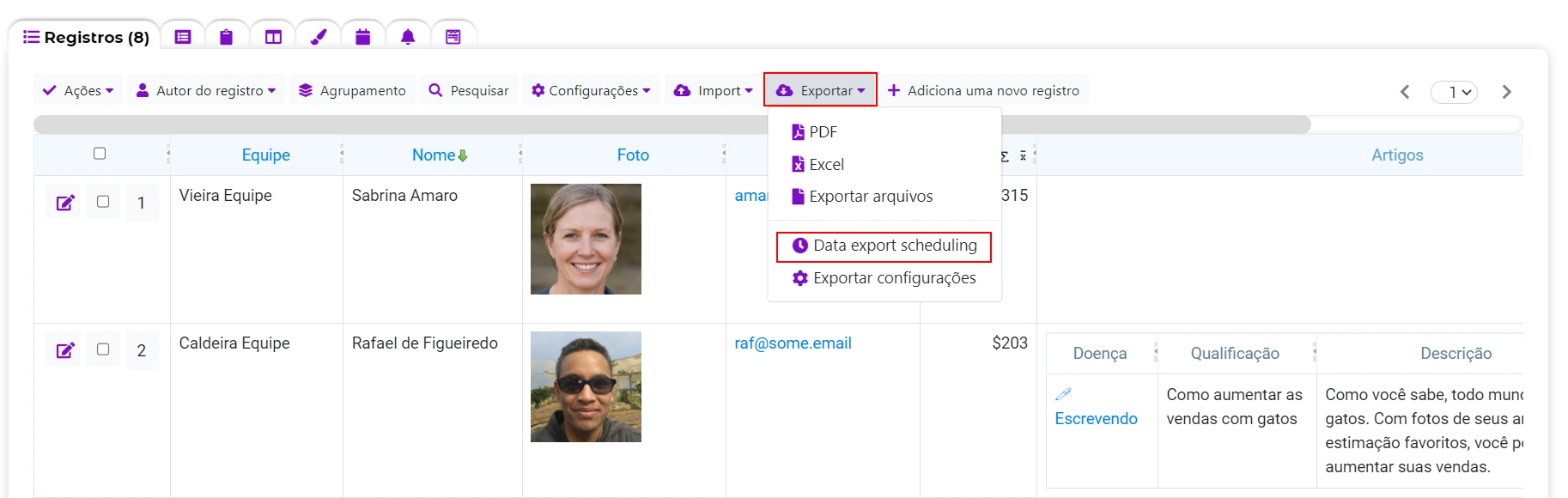 Data export scheduling