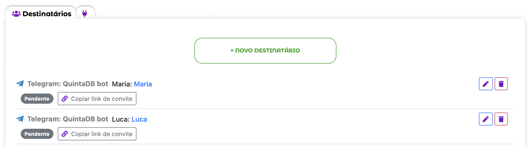 Link de convite
