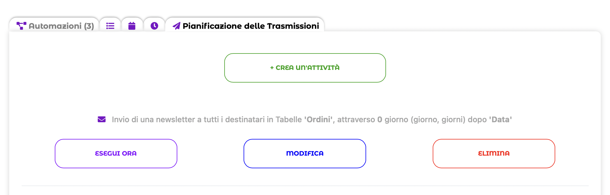Pianificazione dei broadcast in Automazioni