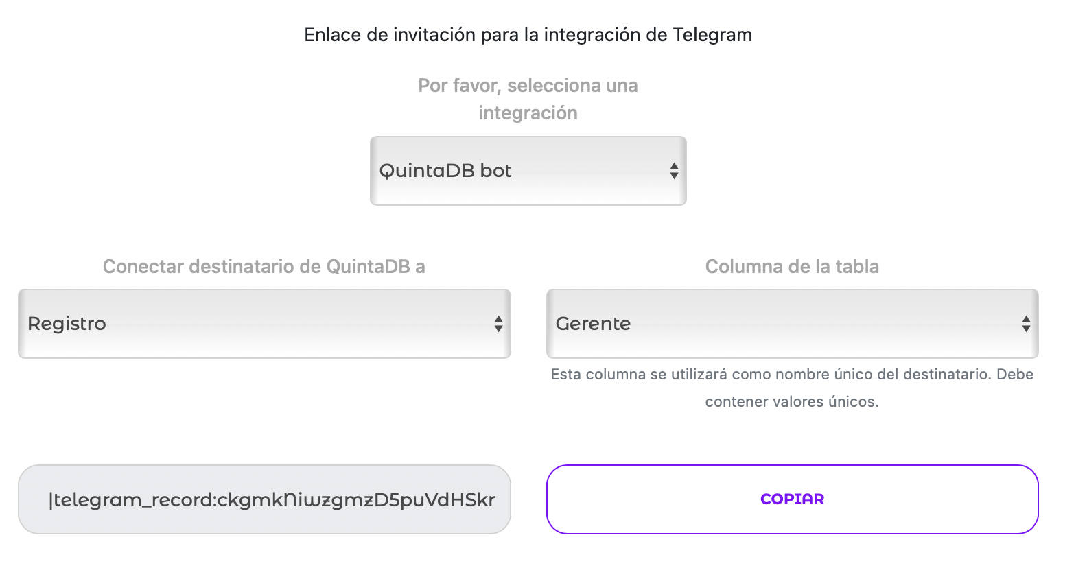 Enlace de Invitación para la Integración con Telegram