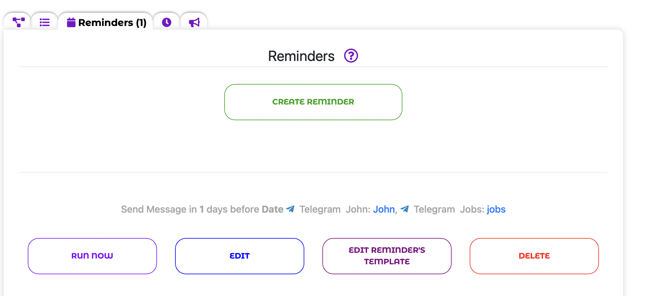 Telegram reminders