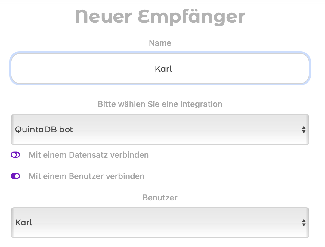 Verbinden eines QuintaDB-Benutzers mit Telegram